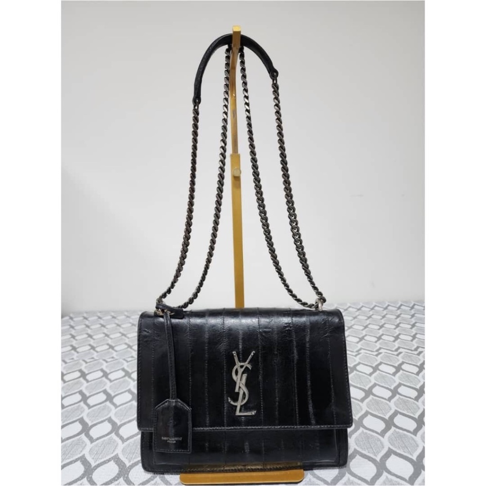 Authentic Saint Laurent Sunset eel crossbody bag Black